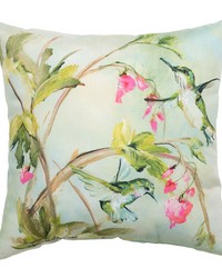 Hummingbirds On Pink Flowers 18 Pillow Climaweave by   