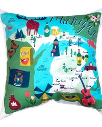 Michigan  Map 18 Climaweave Pillow by   