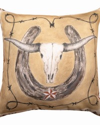 Western Borders Cow Skull 18x18 Climaweave Pillow by   