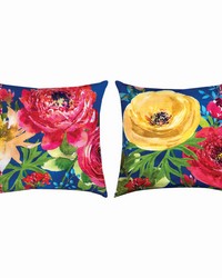 Rooster Bouquet Floral 18x18 Climaweave Pillow by   