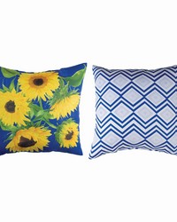 Zig Zag Sunflowers Blue 18pillow Climaweave by   