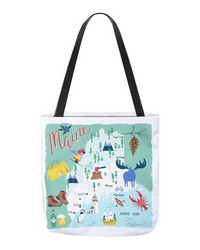 Maine Map 18  Printed Tote by   