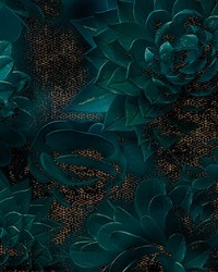 Teal Florals Wall Mural by   