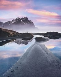 Glowing Vestrahorn Wall Mural by   