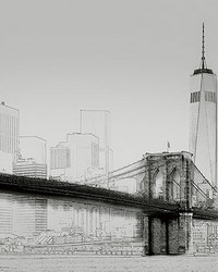 New York Art Illustration Black And White Wall Mural by   