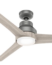 Hunter 60 inch Lakemont Matte Silver Damp Rated Ceiling Fan with LED Light Kit and Handheld Remote by   