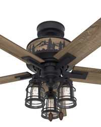 Hunter 52 inch Vista Natural Black Iron Ceiling Fan with LED Light Kit and Pull Chain by   