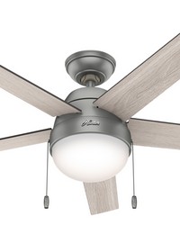 Hunter 52 inch Anslee Matte Silver Ceiling Fan with LED Light Kit and Pull Chain by   