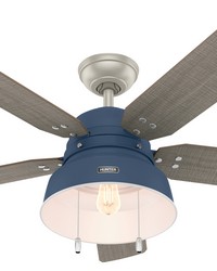 Hunter 52 inch Mill Valley Indigo Blue Damp Rated Ceiling Fan with LED Light Kit and Pull Chain by   