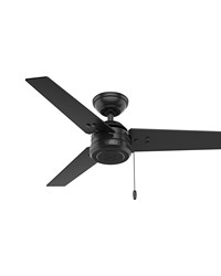 Hunter 44 inch Cassius Matte Black Damp Rated Ceiling Fan and Pull Chain by   