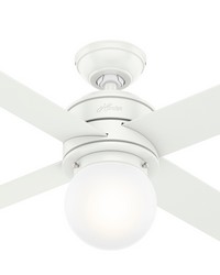 Hunter 52 inch Hepburn Matte White Ceiling Fan with LED Light Kit and Wall Control by   