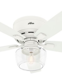 Hunter 52 inch Bennett Matte White Low Profile Ceiling Fan with LED Light Kit and Handheld Remote by   