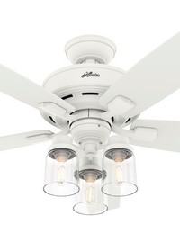 Hunter 52 inch Bennett Matte White Ceiling Fan with LED Light Kit and Handheld Remote by   