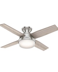 Hunter 44 inch Dempsey Brushed Nickel Low Profile Ceiling Fan with LED Light Kit and Handheld Remote by   