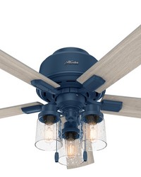 Hunter 52 inch Hartland Indigo Blue Low Profile Ceiling Fan with LED Light Kit and Pull Chain by   