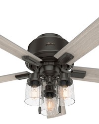 Hunter 52 inch Hartland Noble Bronze Low Profile Ceiling Fan with LED Light Kit and Pull Chain by   