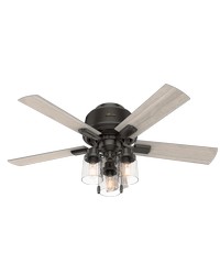 Hunter 44 inch Hartland Noble Bronze Low Profile Ceiling Fan with LED Light Kit and Pull Chain by   