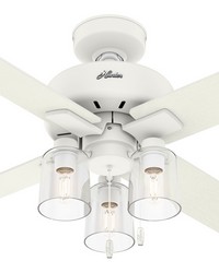 Hunter 44 inch Pelston Matte White Ceiling Fan with LED Light Kit and Pull Chain by   