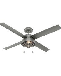 Hunter 52 inch Spring Mill Matte Silver Damp Rated Ceiling Fan with LED Light Kit and Pull Chain by   