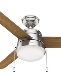 Hunter 52 inch Aker Brushed Nickel Ceiling Fan with LED Light Kit and Pull Chain by   