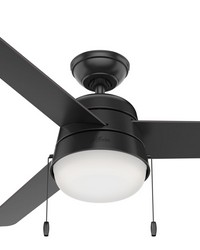 Hunter 52 inch Aker Matte Black Damp Rated Ceiling Fan with LED Light Kit and Pull Chain by   