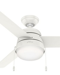 Hunter 52 inch Aker Fresh White Damp Rated Ceiling Fan with LED Light Kit and Pull Chain by   