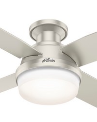 Hunter 44 inch Dempsey Matte Nickel Low Profile Damp Rated Ceiling Fan with LED Light Kit and Handhe by   