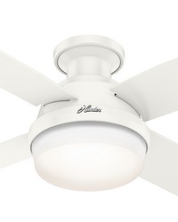 Hunter 44 inch Dempsey Fresh White Low Profile Damp Rated Ceiling Fan with LED Light Kit and Handhel by   