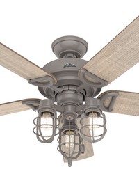 Hunter 52 inch Starklake Quartz Grey Damp Rated Ceiling Fan with LED Light Kit and Pull Chain by   