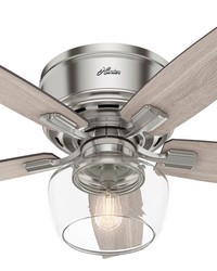 Hunter 44 inch Bennett Brushed Nickel Low Profile Ceiling Fan with LED Light Kit and Handheld Remote by   