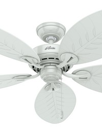 Hunter 54 inch Bayview White Damp Rated Ceiling Fan and Pull Chain by   