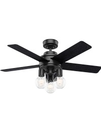 Hunter 44 inch Hardwick Matte Black Ceiling Fan with LED Light Kit and Handheld Remote by   