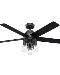 Hunter 52 inch Hardwick Matte Black Ceiling Fan with LED Light Kit and Handheld Remote by   