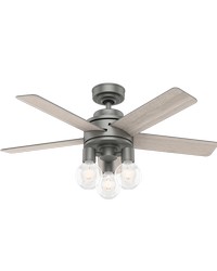 Hunter 44 inch Hardwick Matte Silver Ceiling Fan with LED Light Kit and Handheld Remote by   