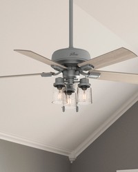 Hunter 44 inch Hartland Matte Silver Ceiling Fan with LED Light Kit and Pull Chain by   