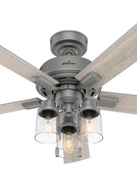 Hunter 52 inch Hartland Matte Silver Ceiling Fan with LED Light Kit and Pull Chain by   