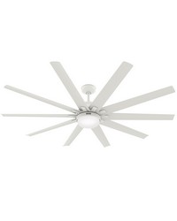 Hunter 72 inch Overton ENERGY STAR® Matte White Damp Rated Ceiling Fan with LED Light Kit and Wa by   