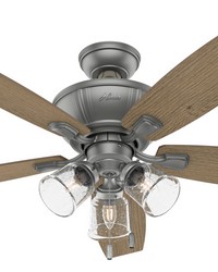 Hunter 52 inch Darlington Matte Silver Ceiling Fan with LED Light Kit and Pull Chain by   