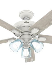 Hunter 52 inch Whittier Matte White Ceiling Fan with LED Light Kit and Pull Chain by   