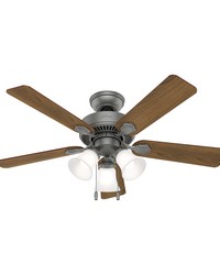 Hunter 44 inch Swanson Matte Silver Ceiling Fan with LED Light Kit and Pull Chain by   