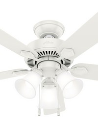 Hunter 44 inch Swanson Fresh White Ceiling Fan with LED Light Kit and Pull Chain by   