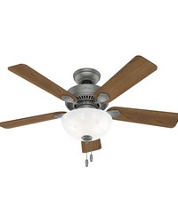 Hunter 44 inch Swanson Matte Silver Ceiling Fan with LED Light Kit and Pull Chain by   