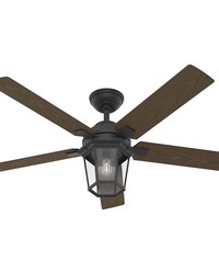 Hunter 52 inch Candle Bay Natural Black Iron Damp Rated Ceiling Fan with LED Light Kit and Handheld  by   