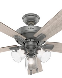 Hunter 52 inch Crestfield Matte Silver Ceiling Fan with LED Light Kit and Pull Chain by   