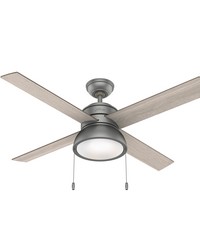 Hunter 52 inch Loki Matte Silver Ceiling Fan with LED Light Kit and Pull Chain by   