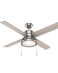 Hunter 52 inch Loki Brushed Nickel Ceiling Fan with LED Light Kit and Pull Chain by   