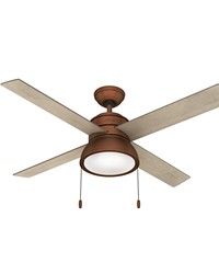 Hunter 52 inch Loki Weathered Copper Ceiling Fan with LED Light Kit and Pull Chain by   