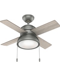 Hunter 36 inch Loki Matte Silver Ceiling Fan with LED Light Kit and Pull Chain by   