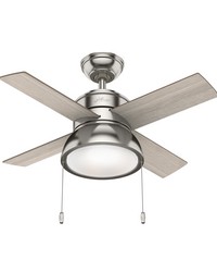 Hunter 36 inch Loki Brushed Nickel Ceiling Fan with LED Light Kit and Pull Chain by   