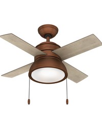 Hunter 36 inch Loki Weathered Copper Ceiling Fan with LED Light Kit and Pull Chain by   